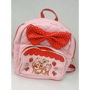 Strawberry Shortcake Backpack Polka Dot Bow Quilted Bag Pink